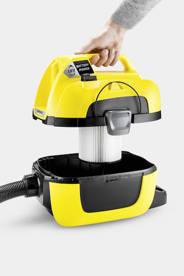 Karcher WD 1 Compact Rechargeable Vacuum Wet / Dry Without Charger and Battery with Plastic Bin 7lt