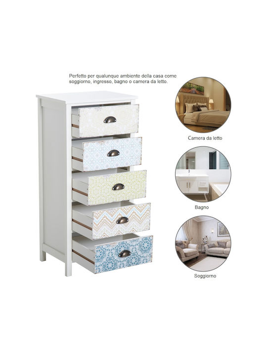 Drawers Storage Wooden with 5 Drawers L46xW34xH97.5cm