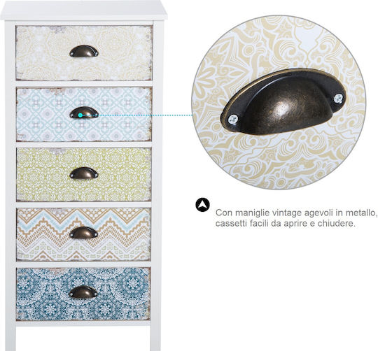 Drawers Storage Wooden with 5 Drawers L46xW34xH97.5cm