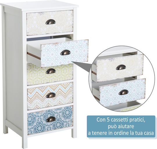 Drawers Storage Wooden with 5 Drawers L46xW34xH97.5cm