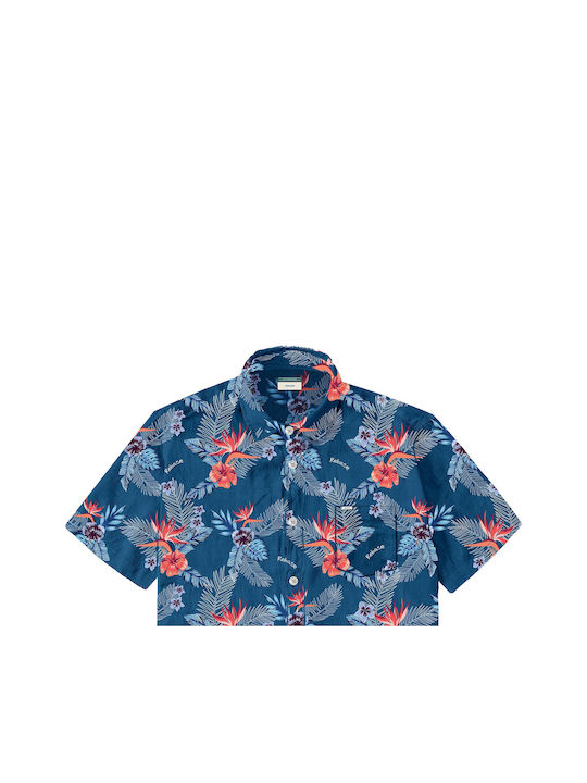 Rebase Men's Shirt Short Sleeve Floral Blue