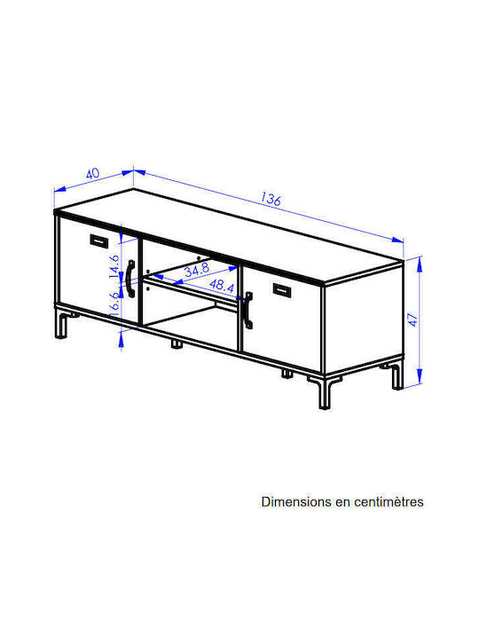 TV Stand Manchester Black 136x40x47cm