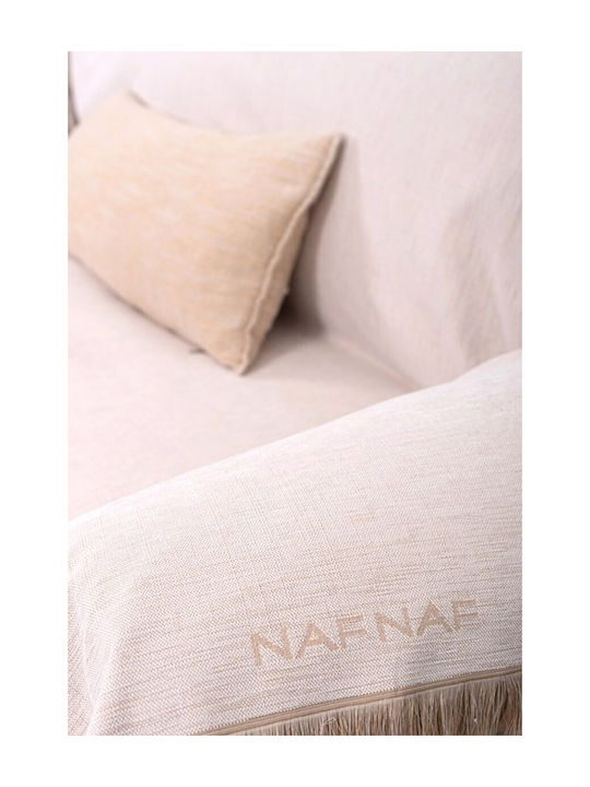 Naf Naf Three-Seater Sofa Throw Chenille 180x300cm Ecru