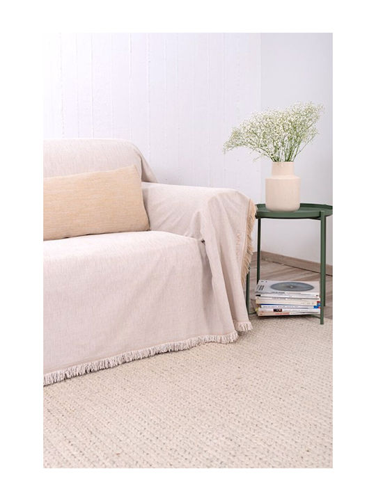 Naf Naf Three-Seater Sofa Throw Chenille 180x300cm Ecru