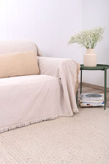 Naf Naf Three-Seater Sofa Throw Chenille 180x300cm Ecru