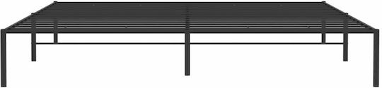 Метално Черно Легло King Size с Дъски за Матрак 183x213см