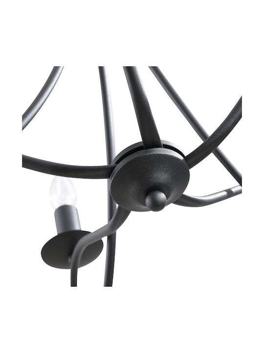 HomCom Kronleuchter 5xE14 Ø58cm mit Kerzen Schwarz B31-190V90