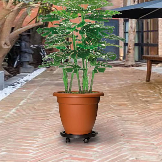 vidaXL Plastic Plant Stand Black with Wheels 30x30cm