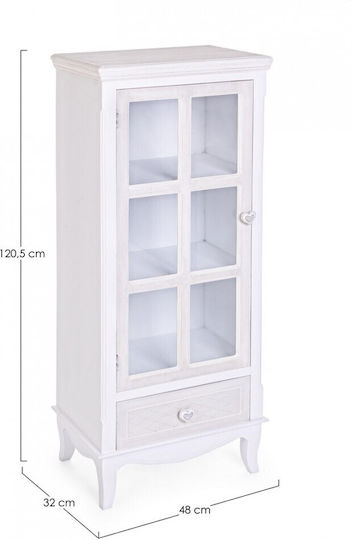 Charlene Bodenstehende Wohnzimmer Vitrine aus MDF mit Verglasung Weiß 48x32x120cm 0744862