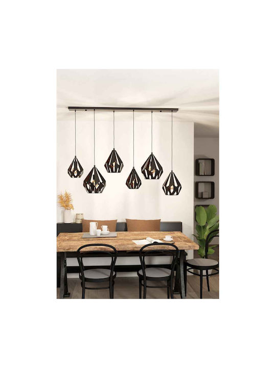 Eglo Carlton Pendant Light Black Rail for 6 Bulbs E27 145.5x38.5x107cm