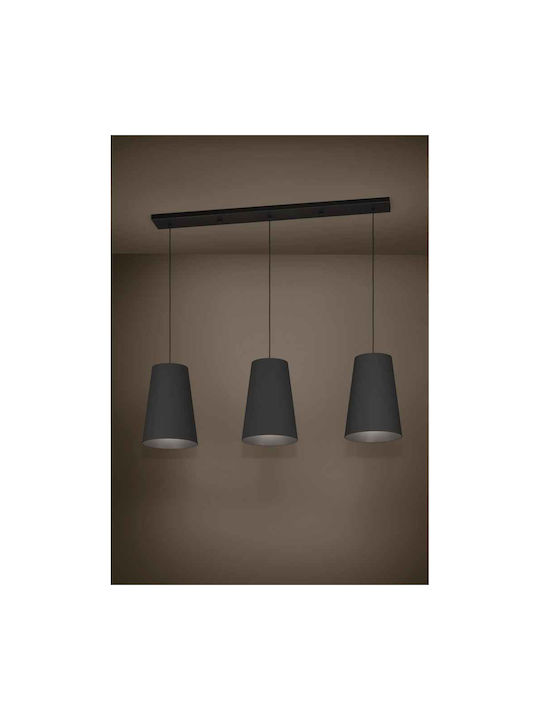 Eglo Petrosa Pendant Light Three-Light Rail for Socket E27 Black