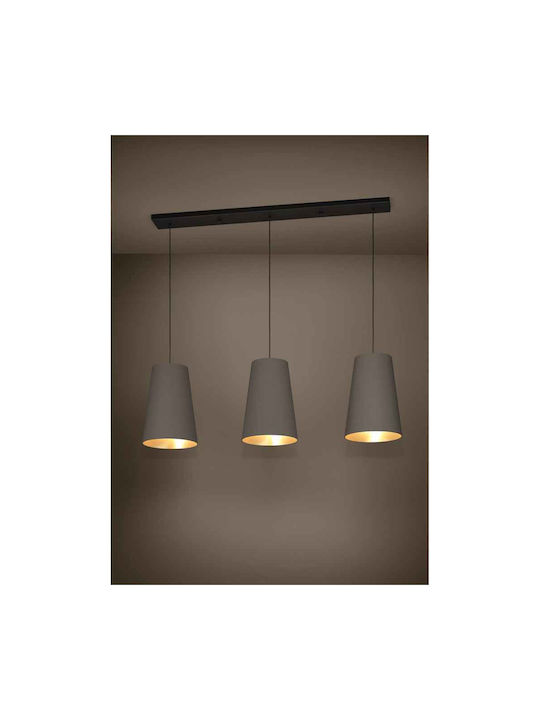 Eglo Petrosa Pendant Light Three-Light Rail for Socket E27 Brown