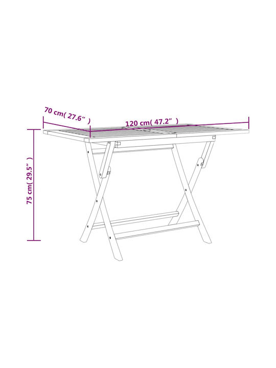 Tisch Zusammenklappbar 120x70x75cm