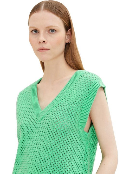 Women's Summer Blouse Sleeveless with V Neckline Strong Green