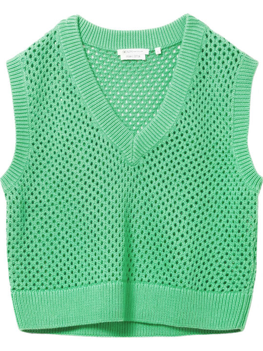Women's Summer Blouse Sleeveless with V Neckline Strong Green