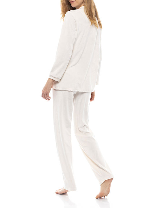 Pink Label Winter Women's Pyjama Set Velvet White