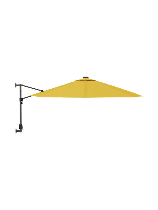 Wall Mounted Circular Aluminum Parasol Yellow Diameter 2.9xHeight 1.14m