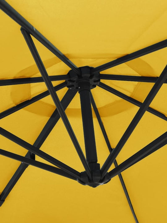Wall Mounted Circular Aluminum Parasol Yellow Diameter 2.9xHeight 1.14m