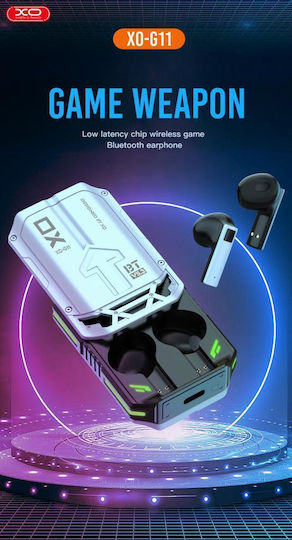 XO G11 Earbud Bluetooth Handsfree Ακουστικά με Θήκη Φόρτισης Ασημί