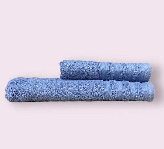 Decotelia Set of 12 Hotel Towels Face 90x50cm Light Blue Weight 500gsm