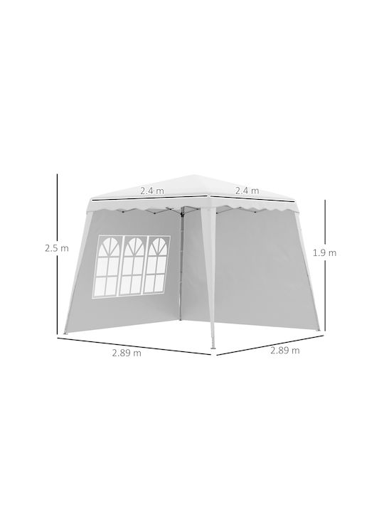 Outsunny Faltbarer Pavillon Garten Weiß 2.4x2.4m
