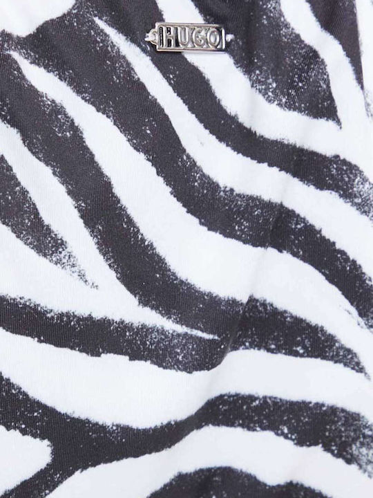 Slip Bikini Animal Print Savanna cu dantelă Λευco / Negru