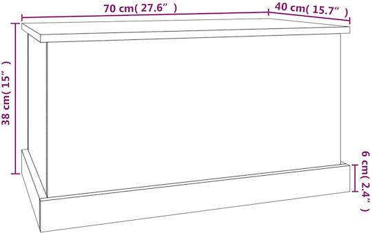 vidaXL Дърво Кутия за съхранение с капак Сив 70x40x38см 1бр