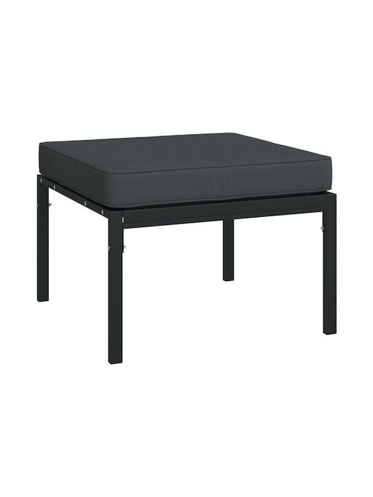 Metallic Garden Stool Cube Outdoor with Cushion Grey 2 Pieces 60x60x35cm