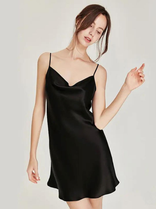 La Lolita Amsterdam Summer Satin Women's Nightdress Black 01410