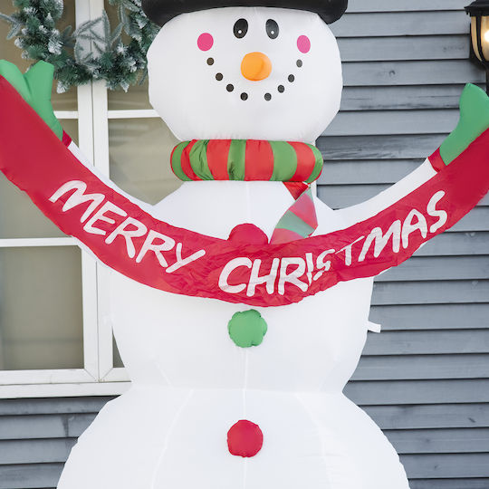 HomCom Illuminated Christmas Plastic Figure SNowman White Length 95cm