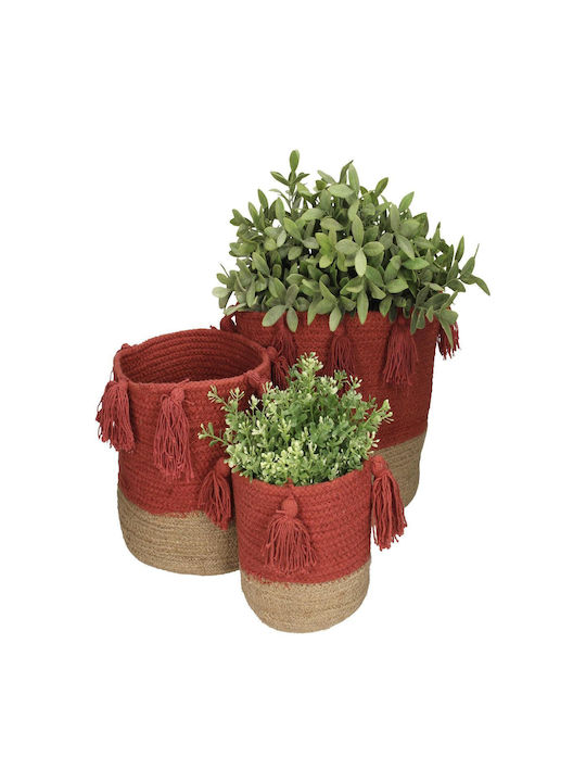 ArteLibre Set Decorative Baskets Fabric Pink 25x25x25cm 3 Pieces