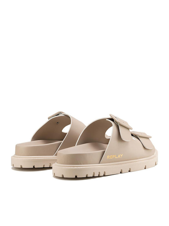 Hola Block Women's Flat Sandals in Beige Color