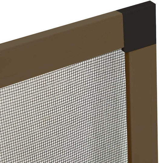 vidaXL Mosquito Net Window Permanent Aluminum Brown with Frame 120x80cm