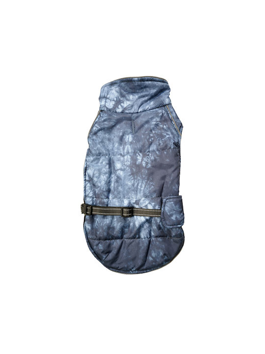Glee Tie-Dye Blue Waterproof Dog Coat with 30cm Back Length