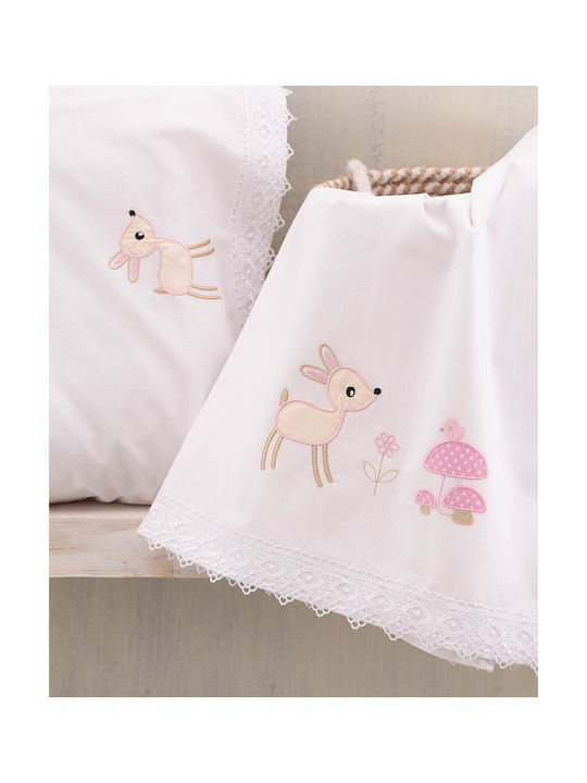 Rythmos Floppy Baby Sheets Set Crib Cotton Pink 100x160cm 3pcs