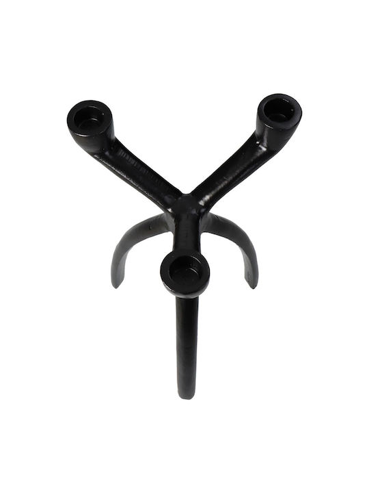 ArteLibre Candle Holder Aluminum Αλουμινένιο 3 Seats in Black Color 18x18x30.5cm 1pcs
