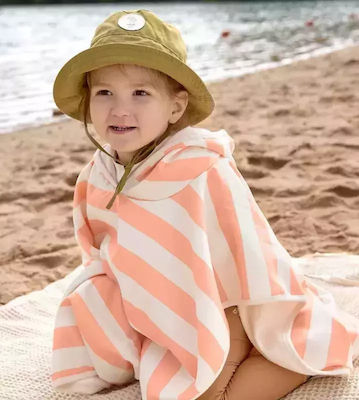 Laessig Block Stripes Kids Beach Poncho Peach Reversible 60 x 60cm