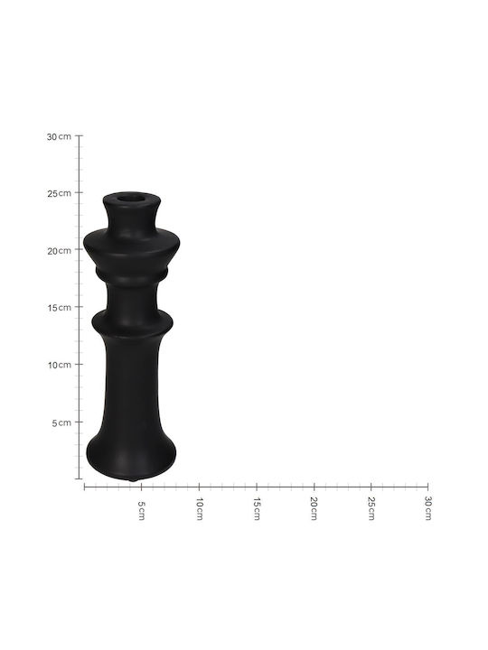 ArteLibre Candle Holder Ceramic in Black Color 8x8x24cm 1pcs