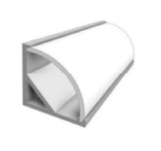 Cubalux Extern Aluminiumprofil für LED-Streifen Ecke mit Opal Abdeckung 200x1.6x1.6cm