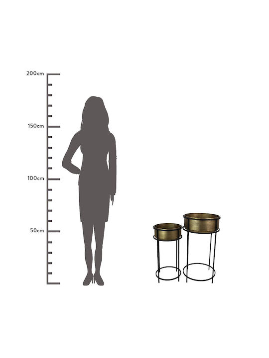 ArteLibre Planter Metal Gold with Stand 45x45x65.5cm.