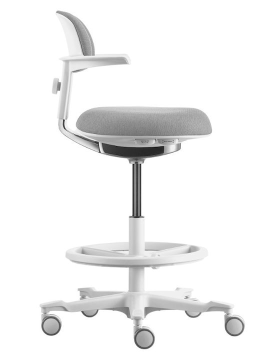 Σκαμπό Γραφείου cu spătar White / Grey 53x55x83.5cm