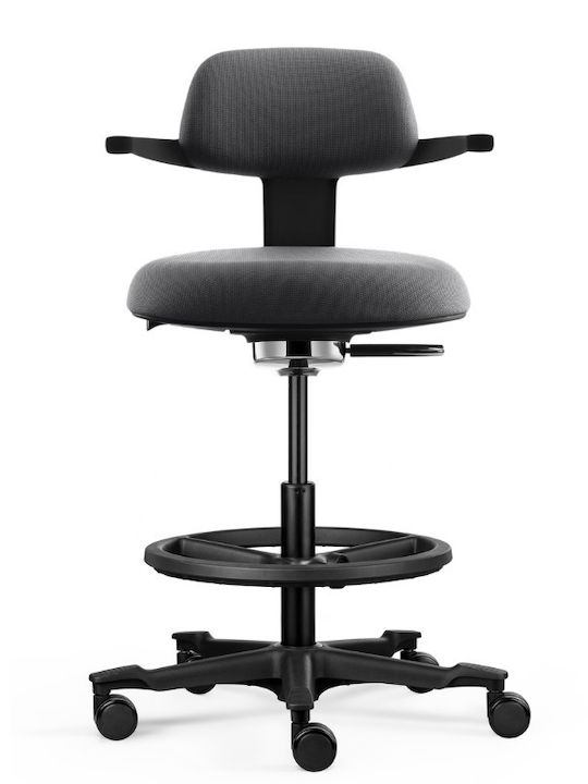 Σκαμπό Графическо с гръбнак Black / Anthracite 53x55x83.5см