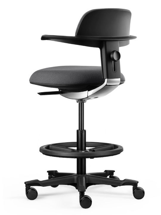 Σκαμπό Графическо с гръбнак Black / Anthracite 53x55x83.5см Σκαμπό Графическо с гръбнак Black / Anthracite 53x55x83.5см