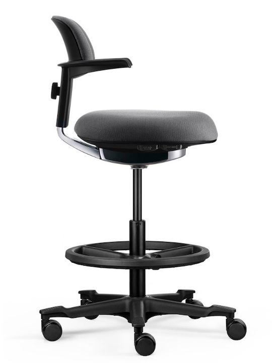 Σκαμπό Графическо с гръбнак Black / Anthracite 53x55x83.5см