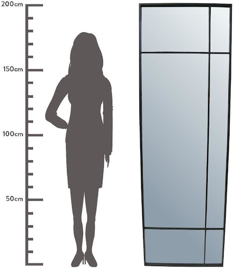 ArteLibre Oglindă de Perete De Corp Întreg cu Negru Ramă din Metalic 200x64.5cm 1buc