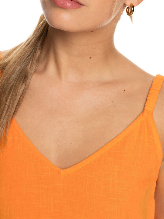 Waiting Line Sommer Midi Kleid Orange