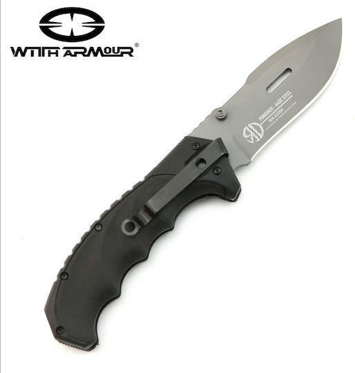 WithArmour Punisher Pocket Knife Black in Sheath