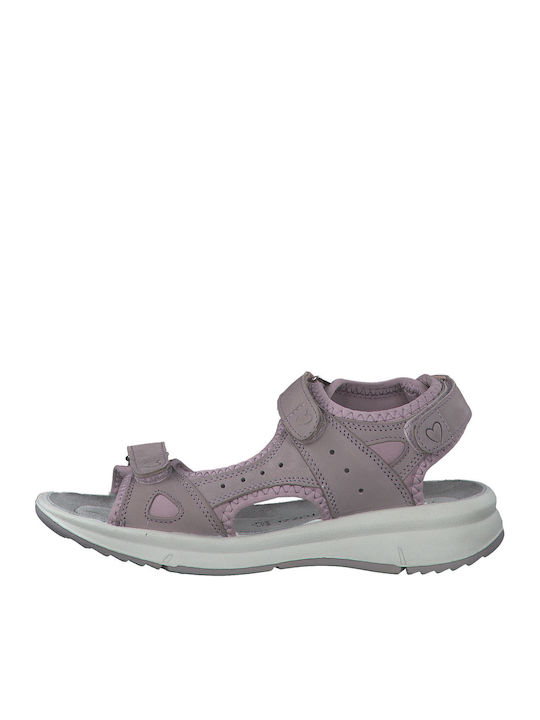 Leather Women's Flat Sandals Anatomic with Strap in Purple Color