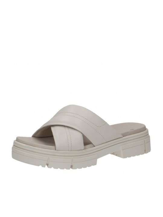 Caprice Leather Women's Flat Sandals Anatomic Off White