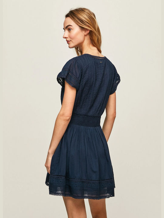 Pepe Jeans Poete Summer Mini Dress Wrap Navy Blue